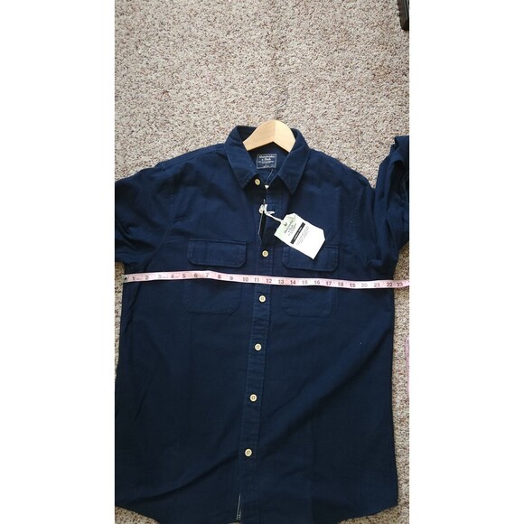 Nwt Abercrombie & Fitch Mens 100% CottoShirt Size Large Blue Pockets Long Sleeve - Picture 6 of 8